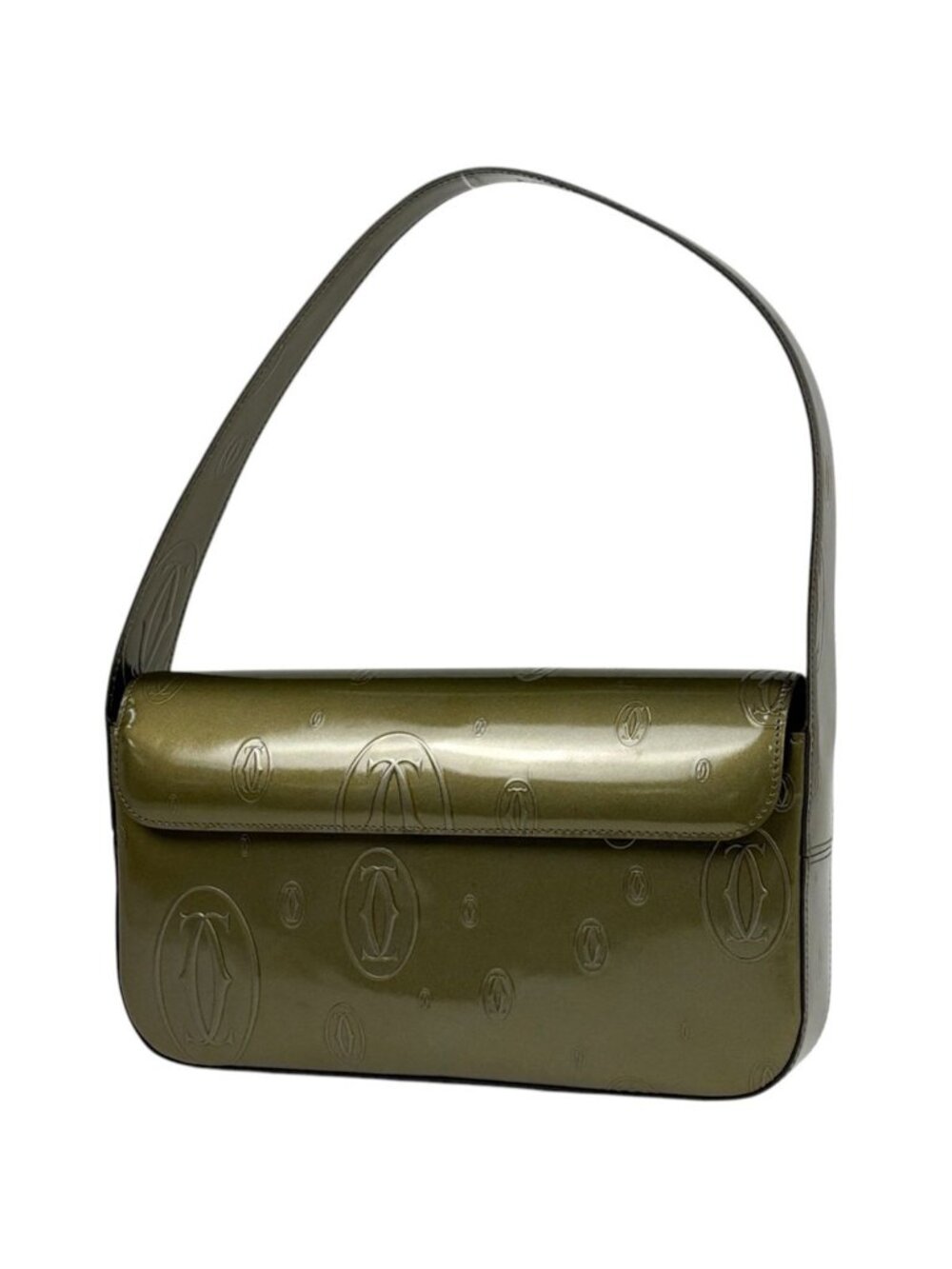 Cartier Shoulder Bag Happy Birthday Patent Khaki Green